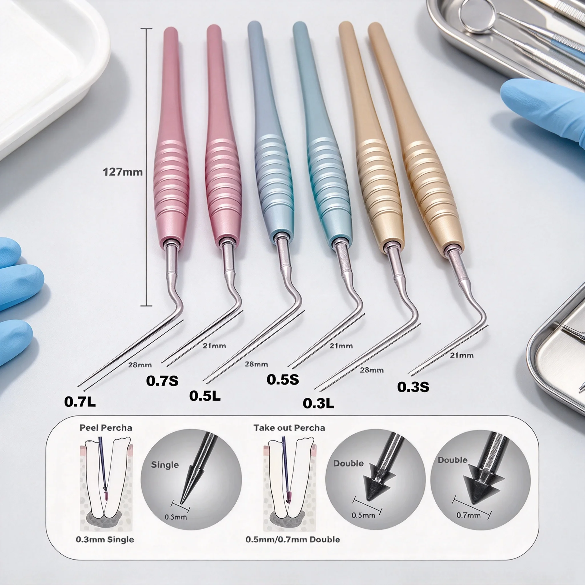 6Pcs Dental GP Remover Spear Set High Precision Root Tip & Foreign Body Extractor Endodontic Instrument
