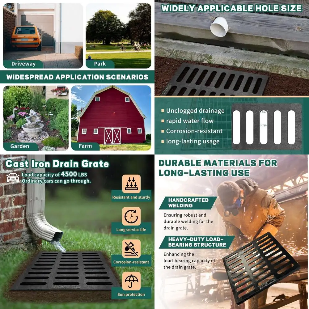 

20x20 Inch B125 Rated Cast Iron Drain Cover, Durable Outdoor Grate, Black Square Sewer Lid (19.7x19.7)