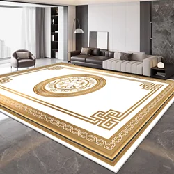 European Luxury Large Living Room Carpet Golden Fashion Decoration Home Sofa Side Floor Mats Non-slip Washable Rugs for Bedroom