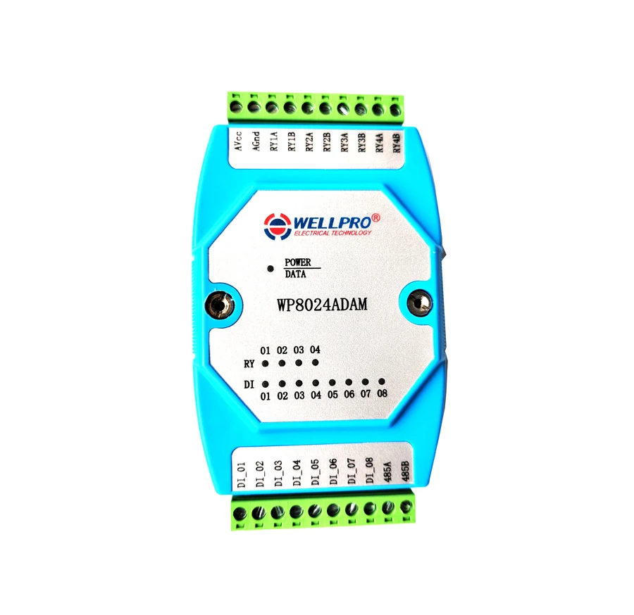 WP8024ADAM 8DI 4RO 8ch Digital input 4ch Relay output modules Optocoupler isolated RS485 MODBUS RTU communications