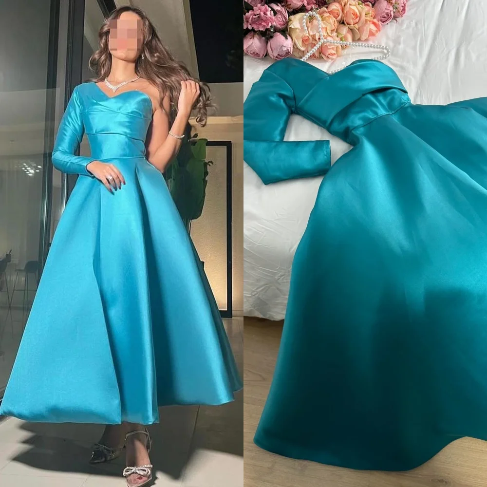 

Customized Jiayigong Prom Satin Draped Wedding Party Gown One-shoulder Bespoke Occasion Midi Dresses