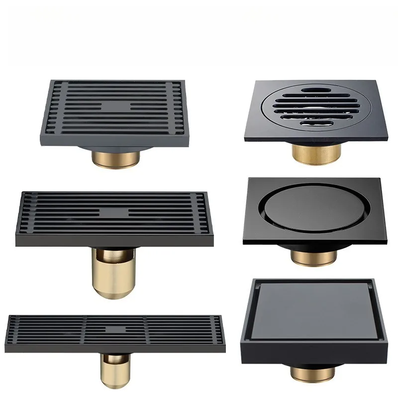 Bathroom Odor-proof Invisible Dual-use Rectangular Shower Drain Black Dual-purpose Floor Drain for Washing Machine