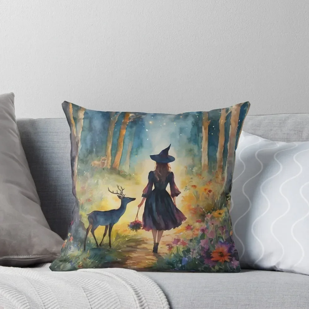 The Enchanted Woods - Fairytale Woodland Magic by Lyra the Lavender Witch Throw Pillow Pillow Cover pillow