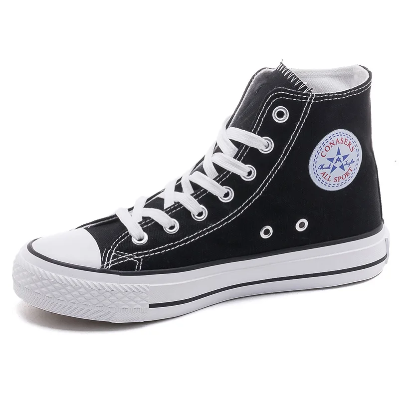 Women Canvas Flat Shoes High Top Spring New Fashion Casual Students Korean Style Cloth Shoes White and Red Skateboard Versatile