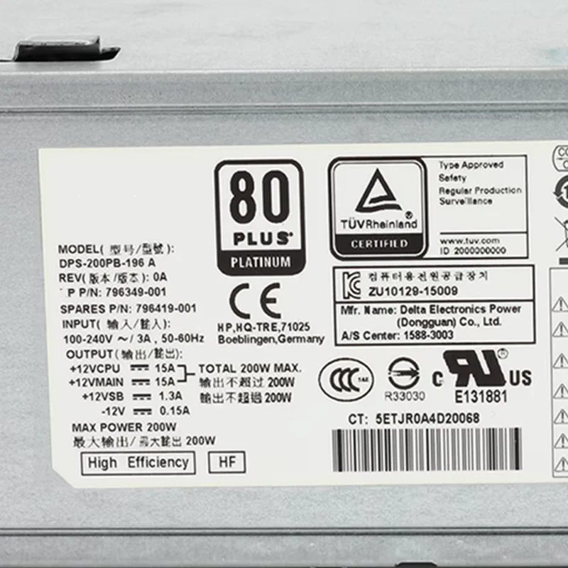 200 واط تحويل التيار الكهربائي إلى HP Z240 400 600 705 800 G1 G2 DPS-200PB-196 A 796349-001 796419-001 #2