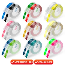 Color 3D Embossing Label Tape 9mm Compatible Dymo Typewriter 12965 1880 1540 1610 Motex E101 E202 Labeling Machine Dimo Labeller