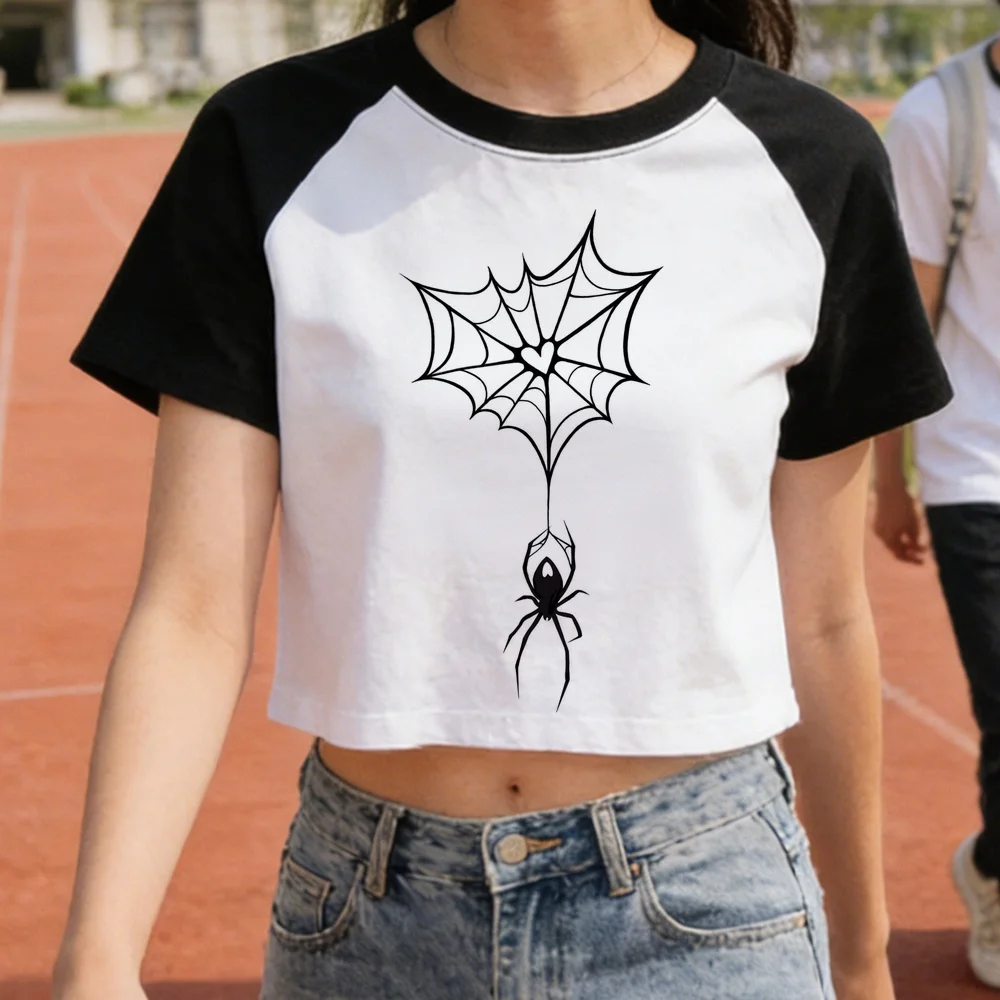 Spider cropped top ladies 2000s jojifuku korean fashion meme top tees vintage graphic party scene