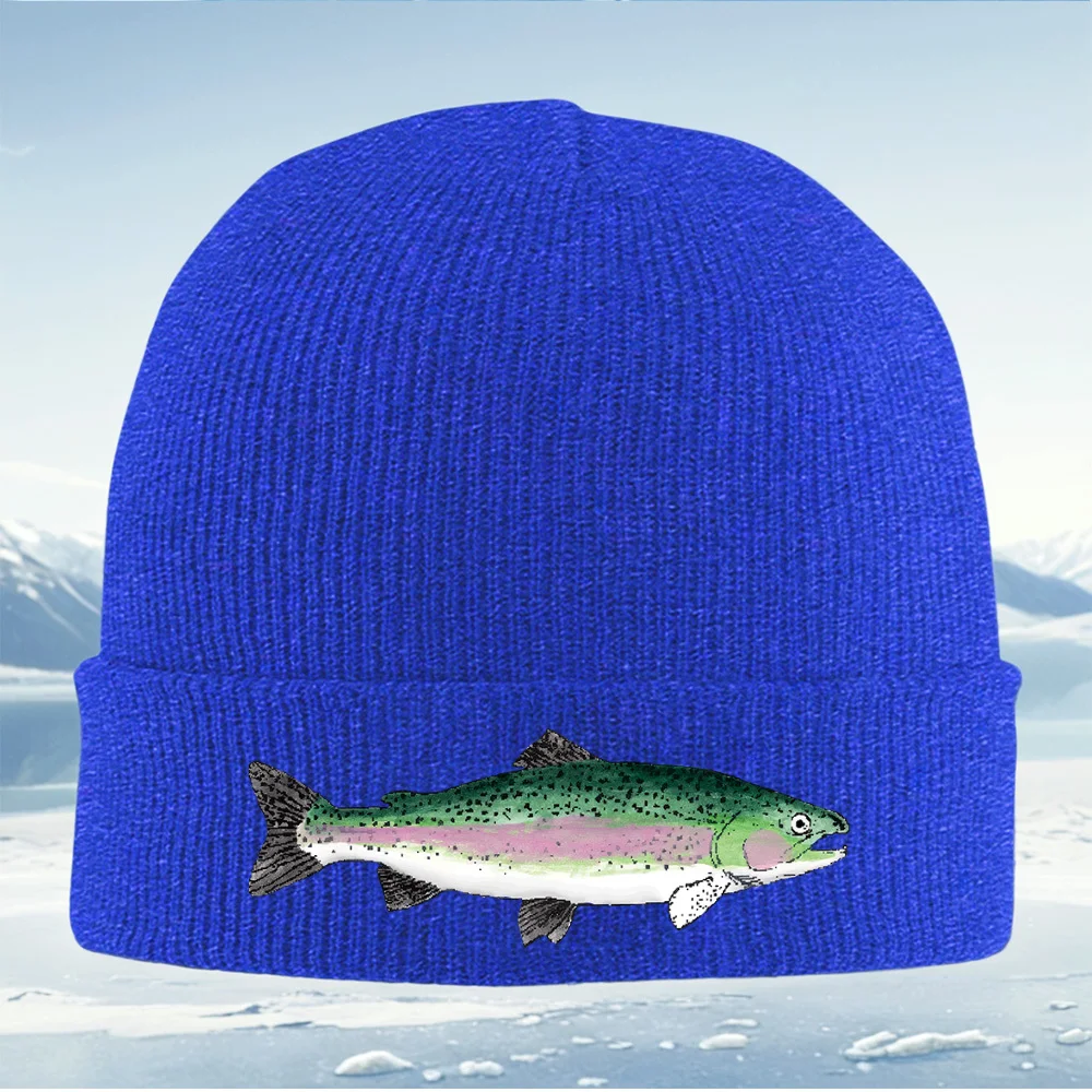 Pesce colorato pittura ad acquerello corpo verde Uomo Donna Cappello lavorato a maglia unisex Berretto Pullover Berretto invernale termico caldo Natale Outd