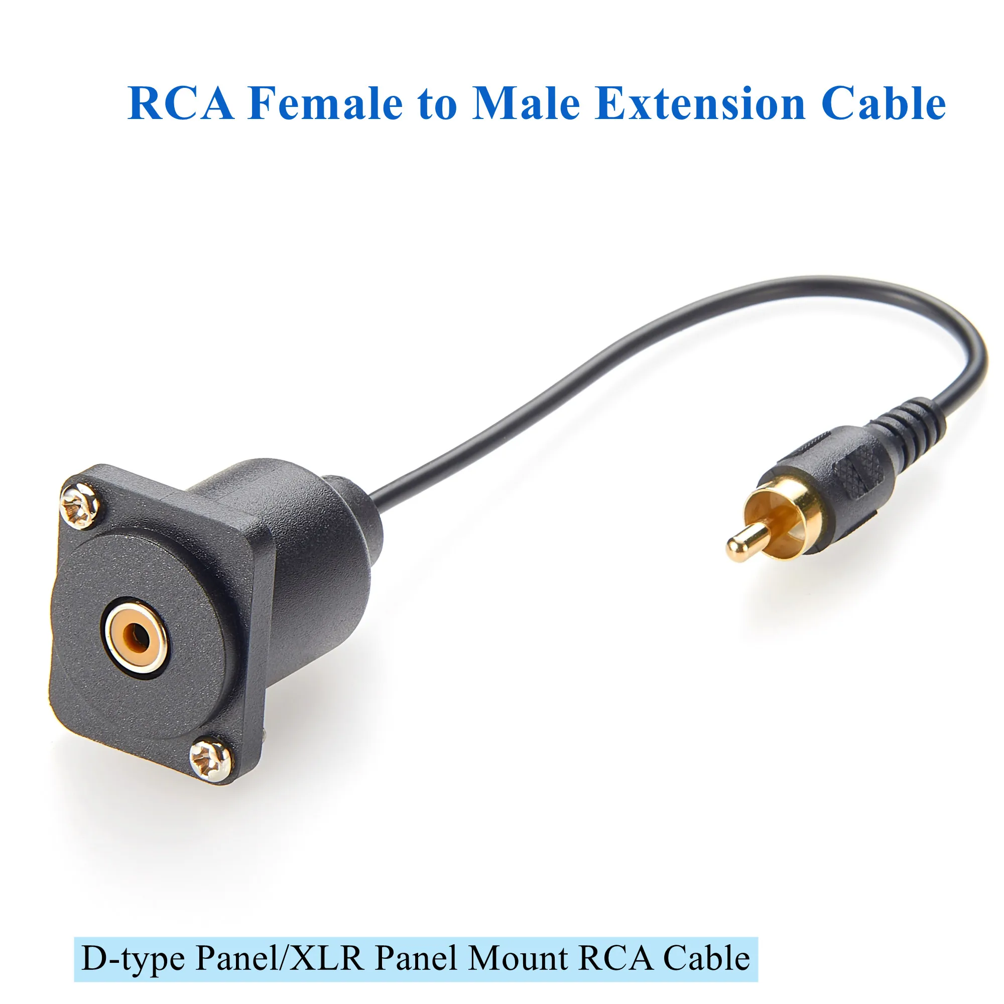 

D-Type RCA Convertor Extension Cable RCA Male to Female Panel Chassis Mount Cable Panel Mount RCA (Composite Video, Audio) Cable