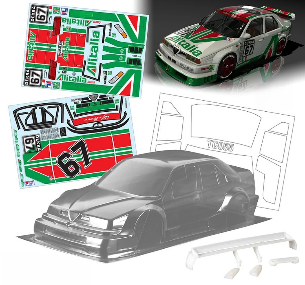 TC055 1/10 Alfa Romeo 155 V6 TI Clear Lexan body. RC Drift 1 10 car. 190mm rc body shell. 257mm Wheelbase. Tamiya tt01 tt02