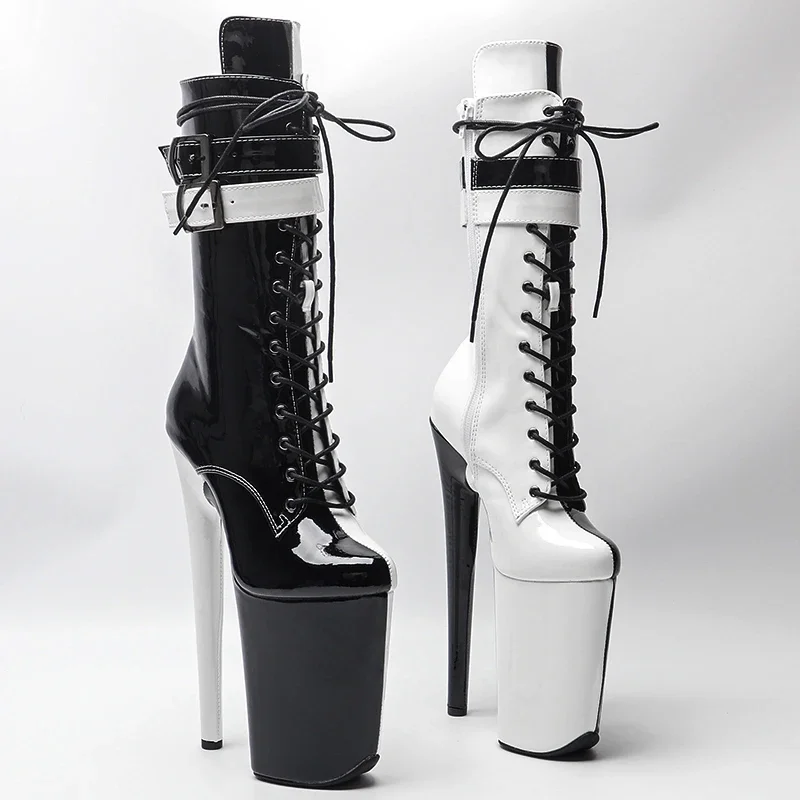 23CM/9inches color matching  Extreme High Heels Platform Boots Lace Up Sexy Pole Dancing Ankle Boots women boot 4BY