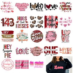 Valentine's Day DTF Transfer Sticker Clothing Kisses Design Love Patter Iron On Heat Print Patch T Shirts Fashion Thermals Patch