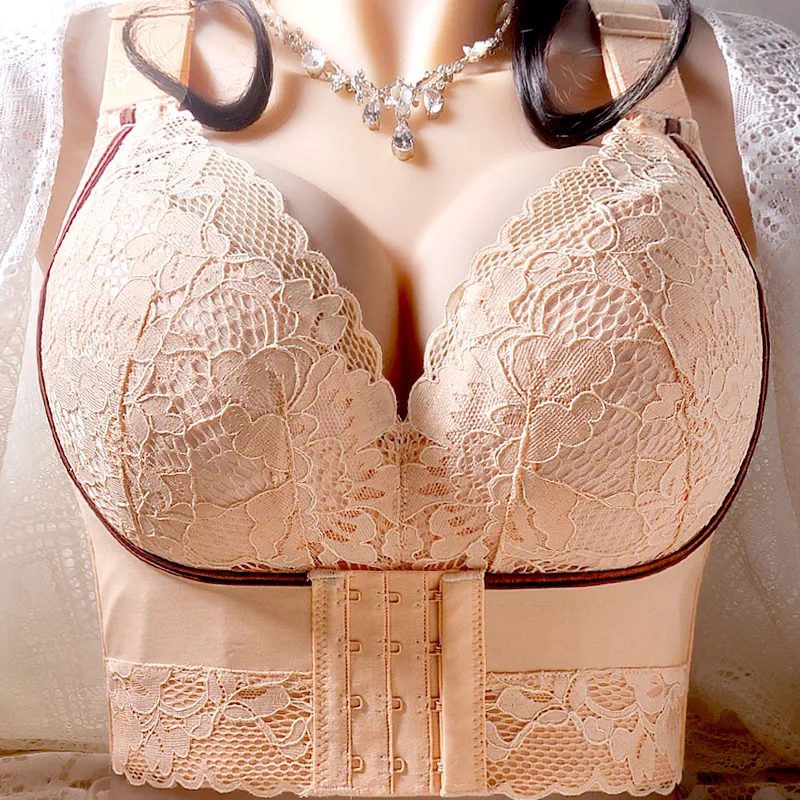 Embroidery Wire Free Bras for Women Push Up Lace Bra Sexy Lingerie Femme