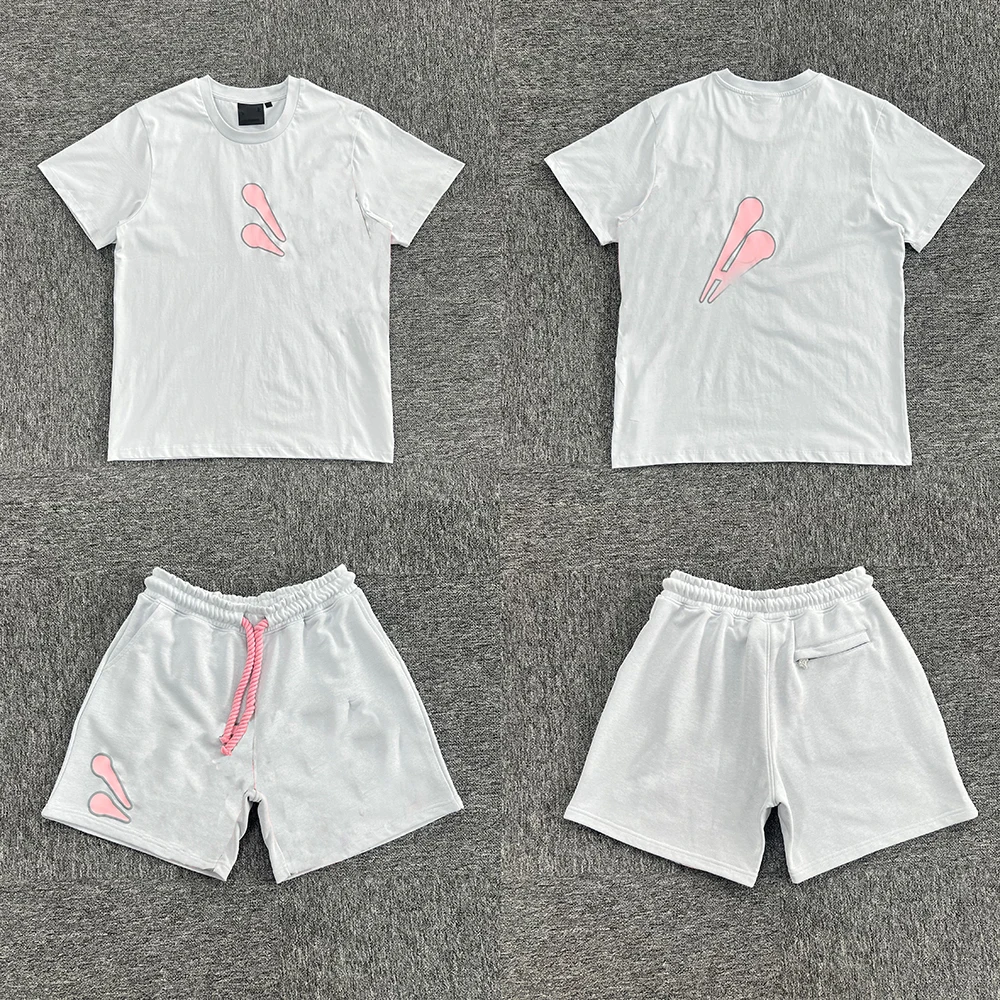 

SY-105 Short Tracksuit Jogging Streetwear T-Shirt and Trousers Spring Clothing Men's Summer Black Rose Gold Border Printed Set