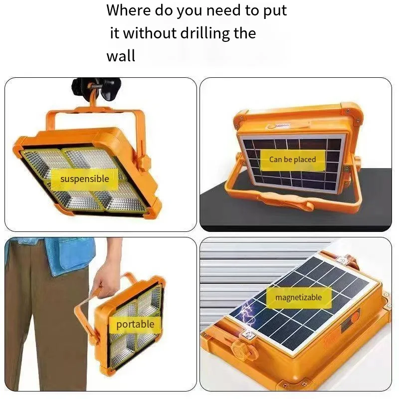 Superbright 1000watt Portable Camping Tent Lamp USB Rechargeable LED Solar Flood Light Outdoor waterproof Work Repair Lighting