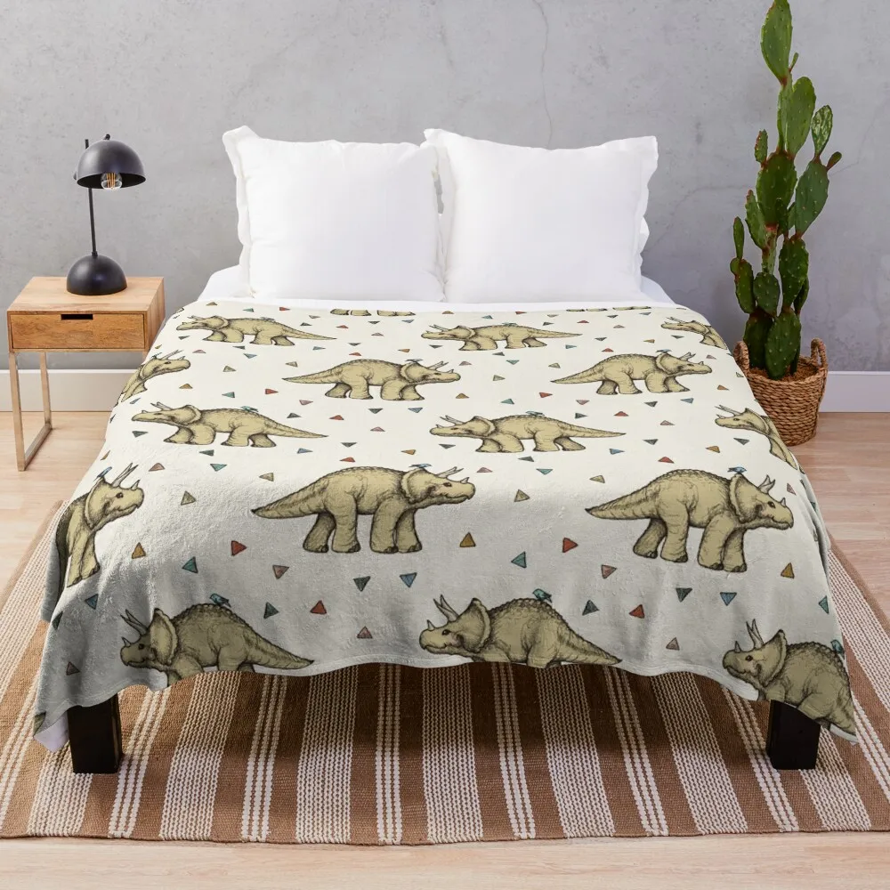 Triceratops & Triangles Throw Blanket Thermals For Travel heavy to sleep Plush Blankets