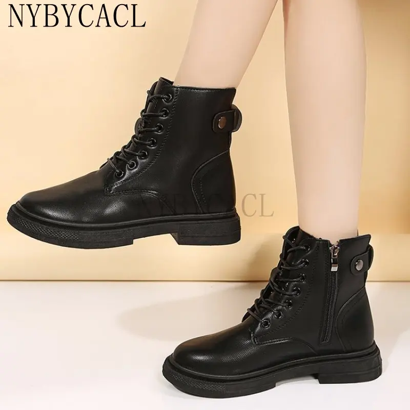 

Winter Women Flats Platform Chelsea Ankle Boots 2022 New Fashion Motorcycle Boots Casual Ladies Running Shoes Zipper Snow Botas