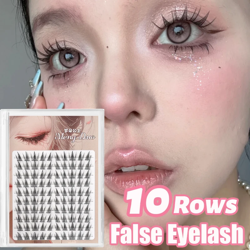 10 Rows Manga Flower False Eyelashes 3D Cluster Natural Fluffy Soft Cross Wispy Eyelash Eyelash Extension Individual Lash Makeup