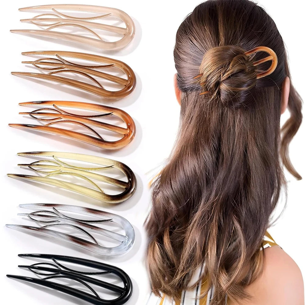 

French Hair Clips U Shaped French Hair Pin Retro Fork Hair Pin Clips for Women Thin Thick Hair Buns Twist Hairstyle Accessories