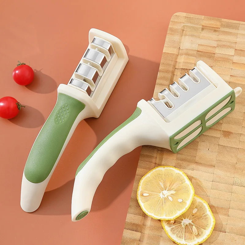 Knife Sharpener Handheld Multi-function 4 or 3 Stages Quick Sharpening Tool With Non-slip Base Kitchen Knives Accessories Gadget