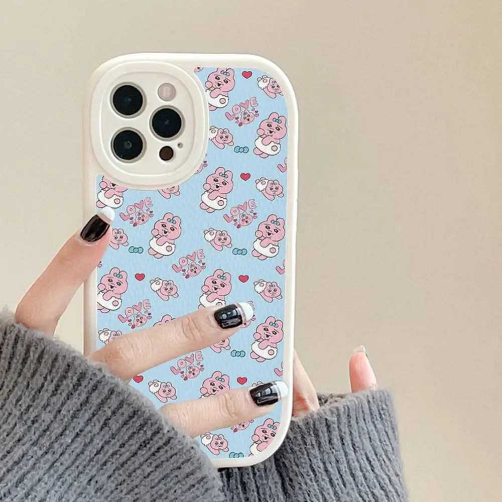 Чехол для телефона O-Opanchus с рисунком U-Usagis для IPhone 16, 15, 14, 13, 12, 11 Pro Max Plus 16E, мягкий кожаный чехол