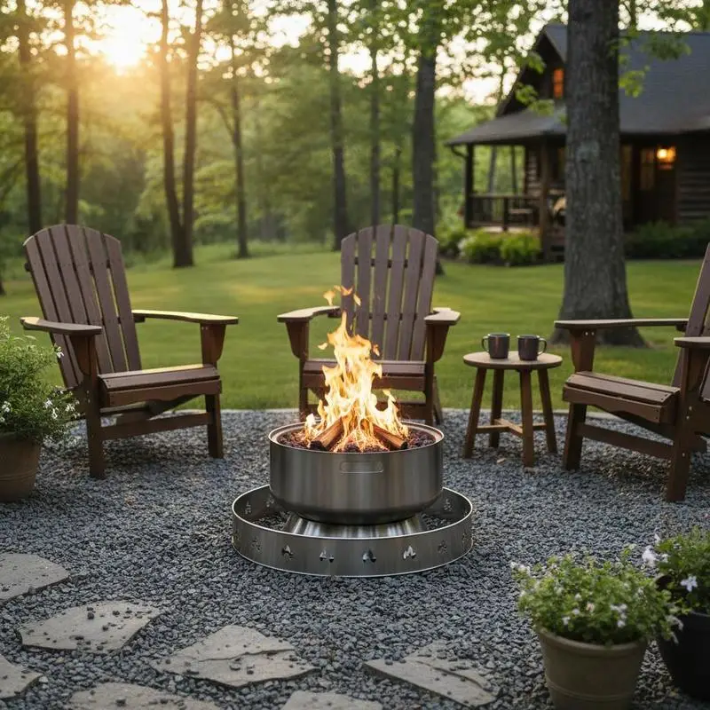 

Fire Pit Base 27 Inch For Outdoor Camping Backyard Gathering Picnic, Smokeless Stove Ring Ranger Support Frame Accessory Portable Metal Holder Tool