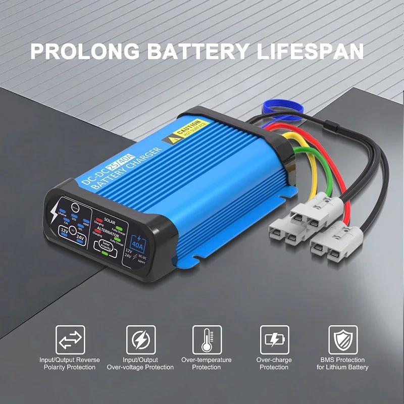  For Car, RV, Home DC to DC 24V/40A Charger Dual Function Battery Isolator and Charger