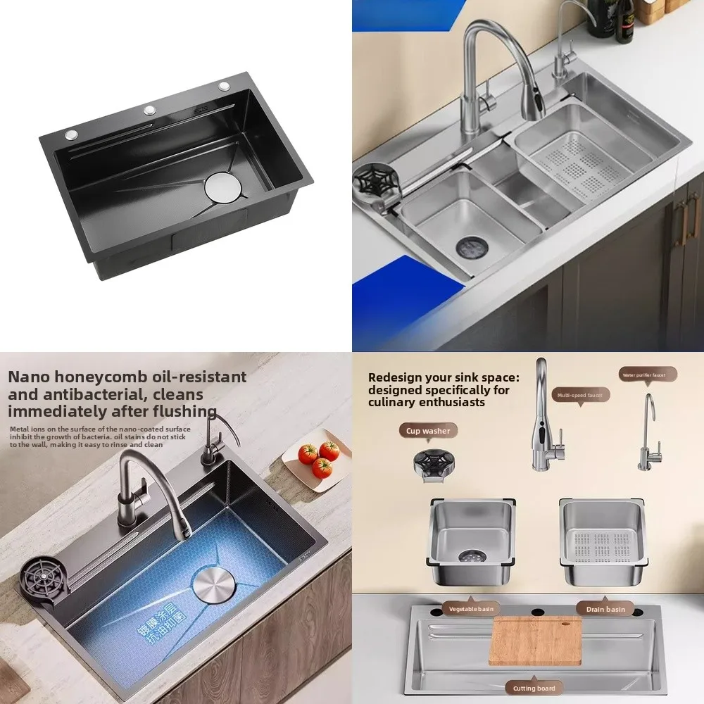 

sink undercounter basin vegetable 304 stainless steel thickened honeycomb large single slot kitchen