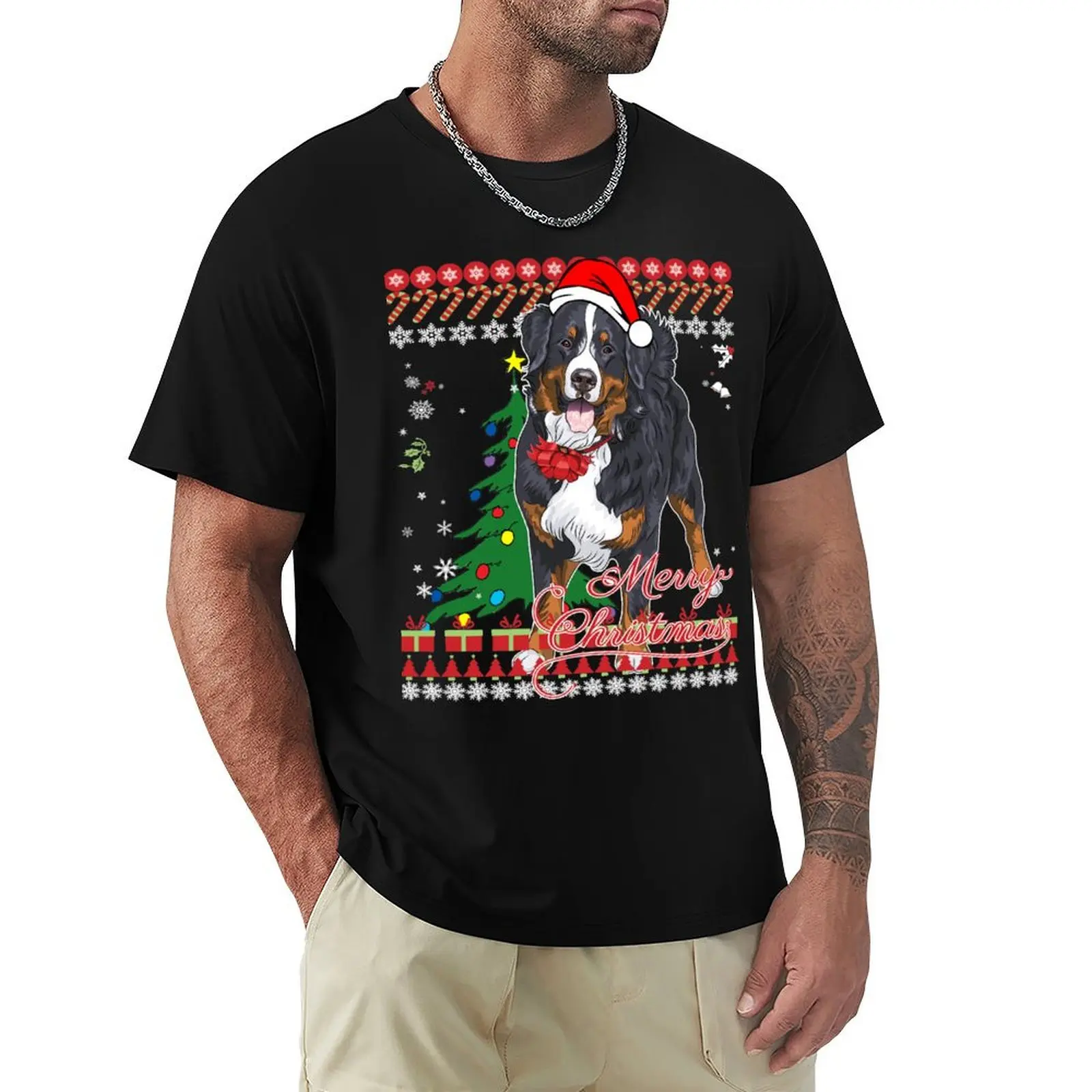 Bernese Mountain Dog Ugly Christmas Sweater Shirt T-Shirt customs design your own essential t shirt mens t shirts top quality