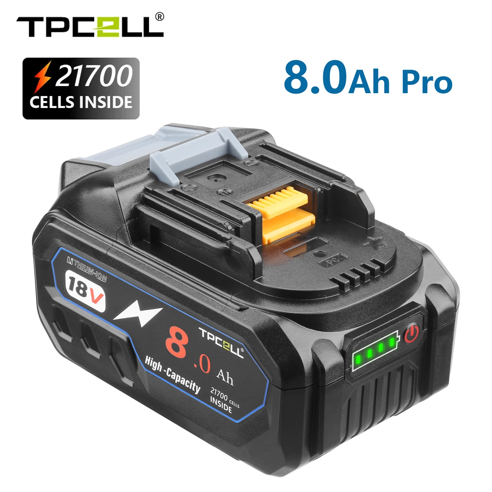

18V 8.0Ah For Makita 18V 21700 Battery with BMS Power Tools Li-ion Replacement LXT BL1850 BL1840 for 18 V Screwdriver