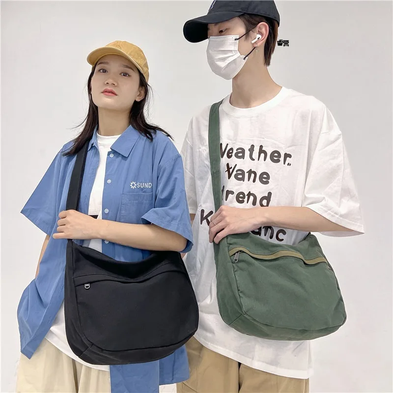 

Large Capacity Tooling Crossbody Messenger Bag Harajuku Art Shoulder Bag Washed Canvas Bag Suitable for Teenage Boys and Girls