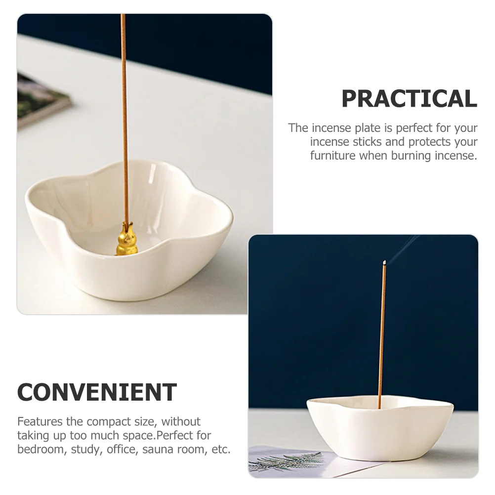 

4-Piece Four-Petal Incense Holder Compact Ceramic Burner for Sticks Aroma Relaxation Decor Desktop Home Office Sauna Use
