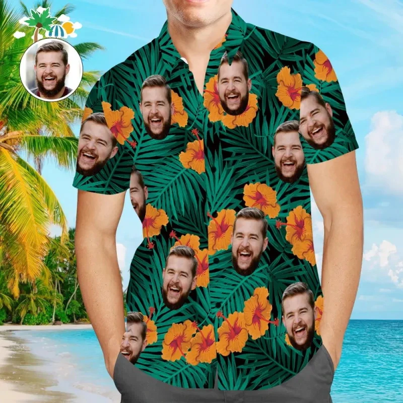 New Unisex Hawaiian Shirts Custom 3d Diy Print Button Up Shirt Short Sleeve Sleeve Funny Hawaii Shirt Tops Mens Designer Clothes