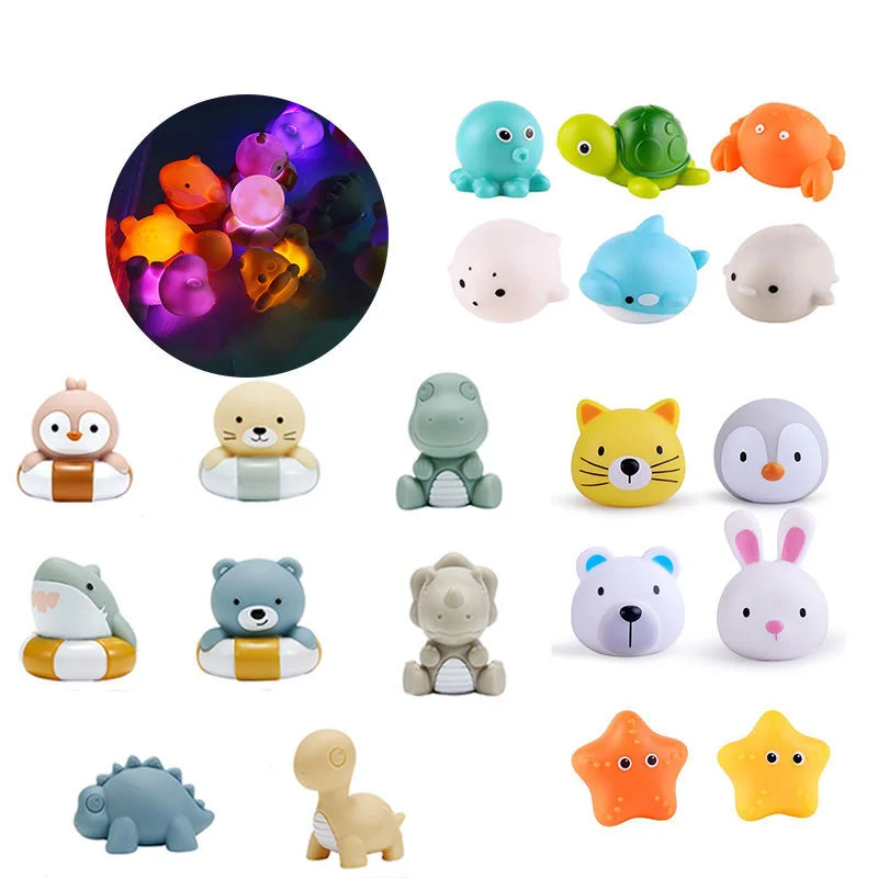 Water Induction Luminous Animal Toys Floating Water Light Net Fishing Fish Playing Water Toys Children\'s Baby Bath Toys Floating