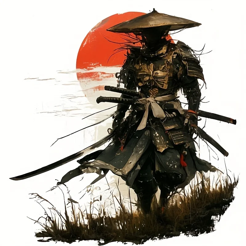 4Pcs/set Samurai Warrior Vinyl Sticker Japanese Katana Design Scratch Resistant Decal for Car Motorcycle