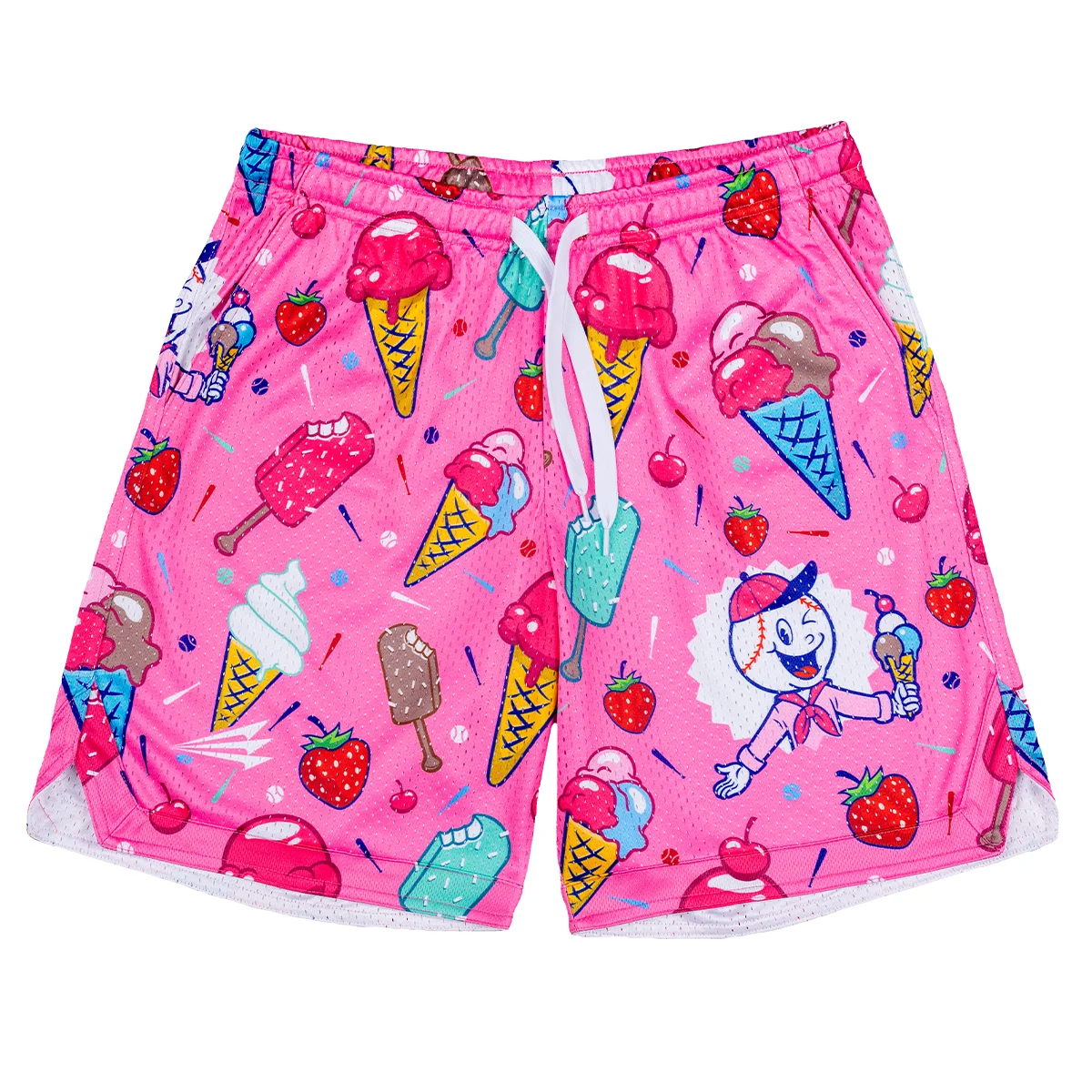 Summer The Ice Cream Lifestyle Baseball Mesh Shorts Kid/Adult Oversized Breathable Quick Drying Sports Shorts Men Running Shorts