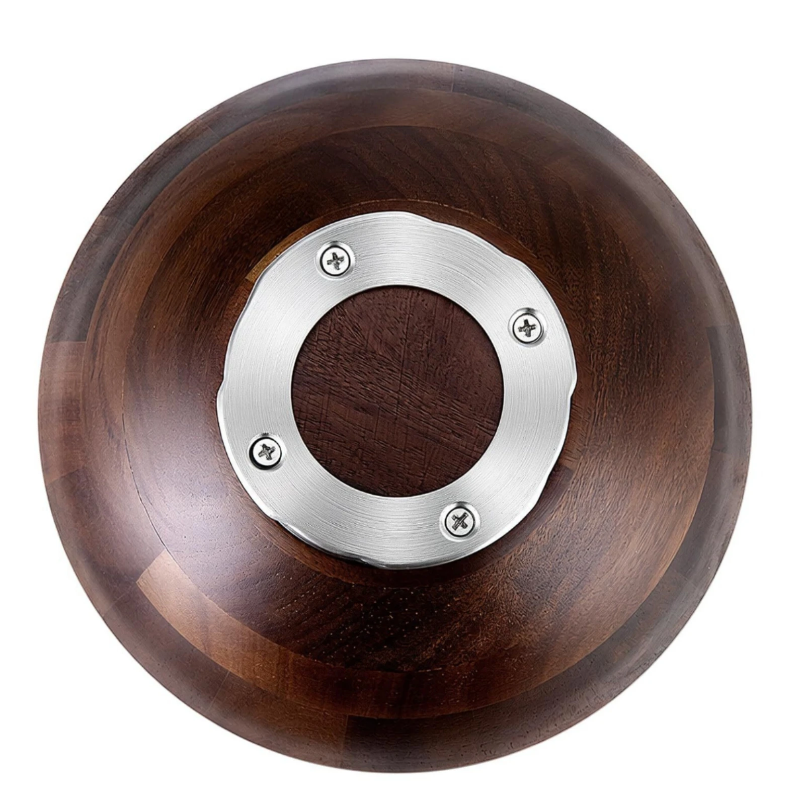 Lidded Wooden Bowl Stainless Steel Base Wooden Mixing Bowl Tableware Center Opening Lid