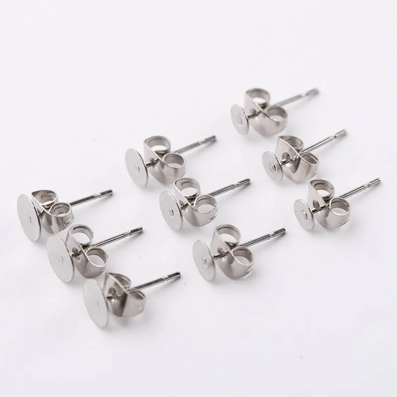 100 Stück Goldene Edelstahl-Ohrstecker 3-8mm mit Flachkopf, DIY Runde Ohrring-Rohlinge, Ohrstecker-Basen für Schmuckherstellung, Ohrring-Verschlüsse – Detail 10