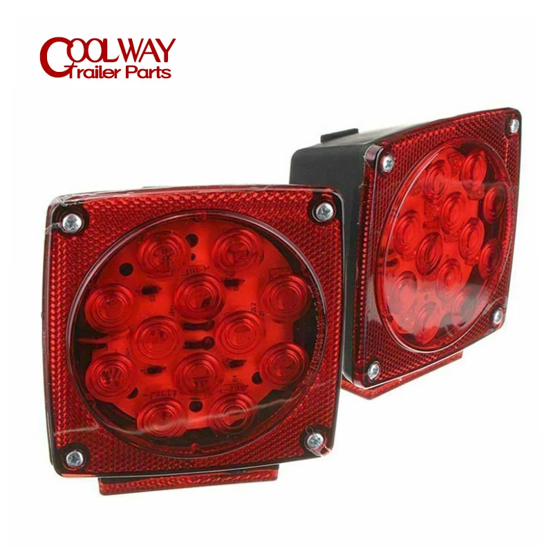 2PCS LED Submersible Square Trailer Truck Tail Light Lamp Boat RV Parts Camper Accessories Caravan Components