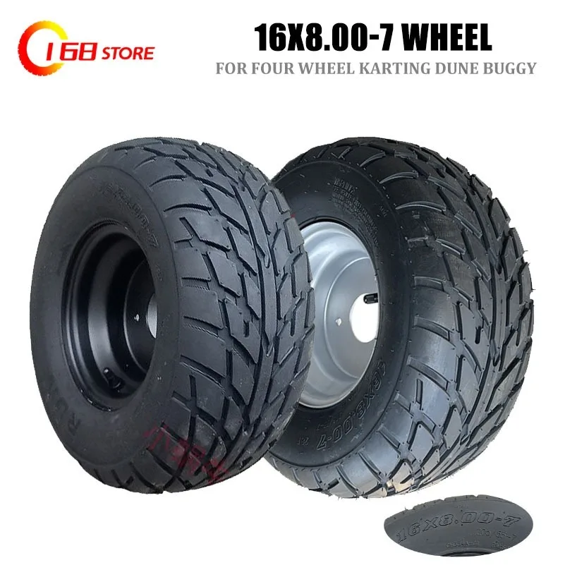 

Four wheel Karting Dune buggy accessories 16X8.00-7 inch vacuum thickened road tire 3-hole hub new