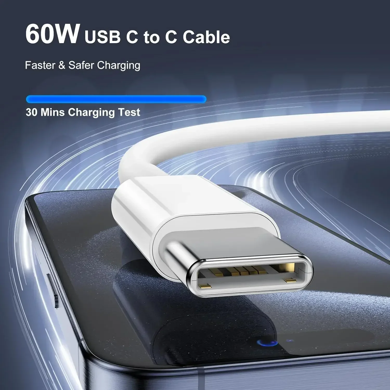 1M 2M 60W PD Quick CHARGING Type C ถึงประเภท C Fast CHARGING Data Transfer CABLE ข้อมูลโทรศัพท์มือถือสายสําหรับ iPhone 15