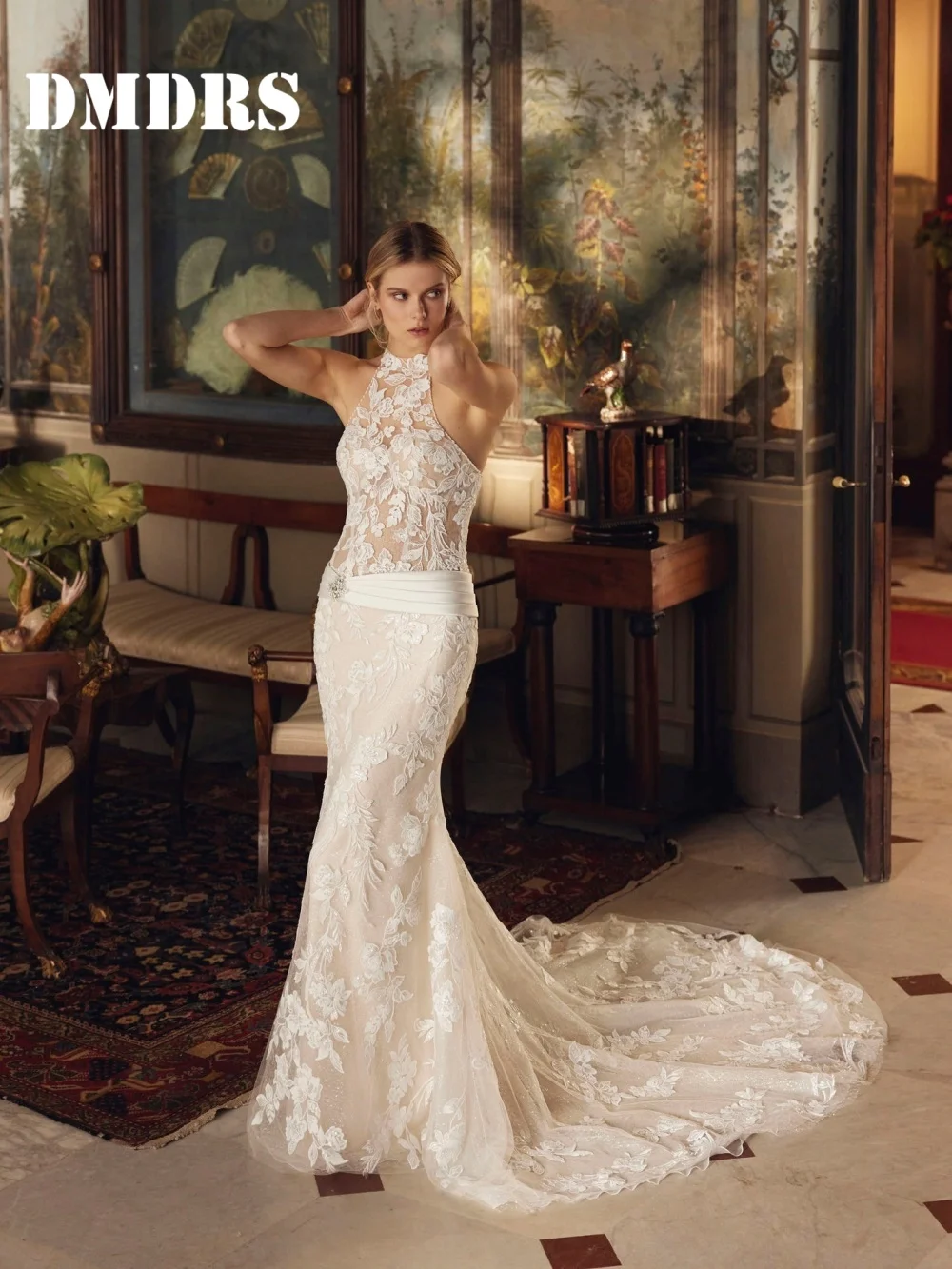 

Elegant Mermaid Wedding Dresses Charming Appliqué Bridal Gowns Captivating Sleeveless Floor-Length Wedding Gowns Vestidos De Nov