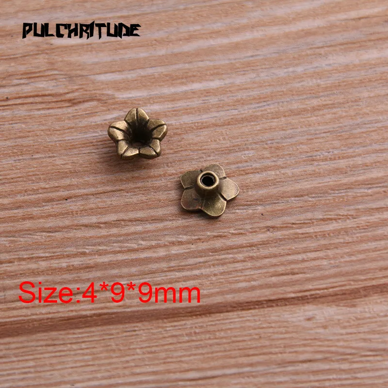 50pcs 4*9*9mm Two Color Receptacle Hollow Morning Glory DIY Spaced Jewelry Accessories Charms For Jewelry Making