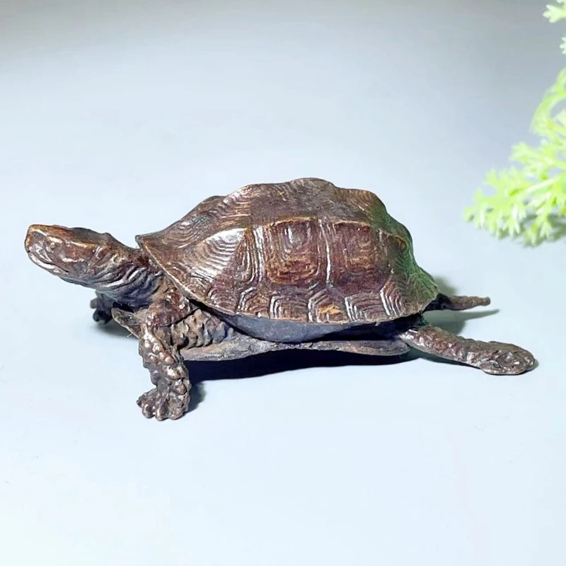 Little Fairy/Retro Copper Feng Shui Longevity Turtle Statue Desk Small Ornaments Home Decoration Craft Accessories Animal Statue