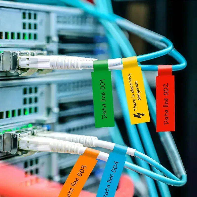 Printable P-Type Fiber Optic Cable Labels Flag Self-Laminating Wire Markers Colorful Waterproof PVC Stickers for Network