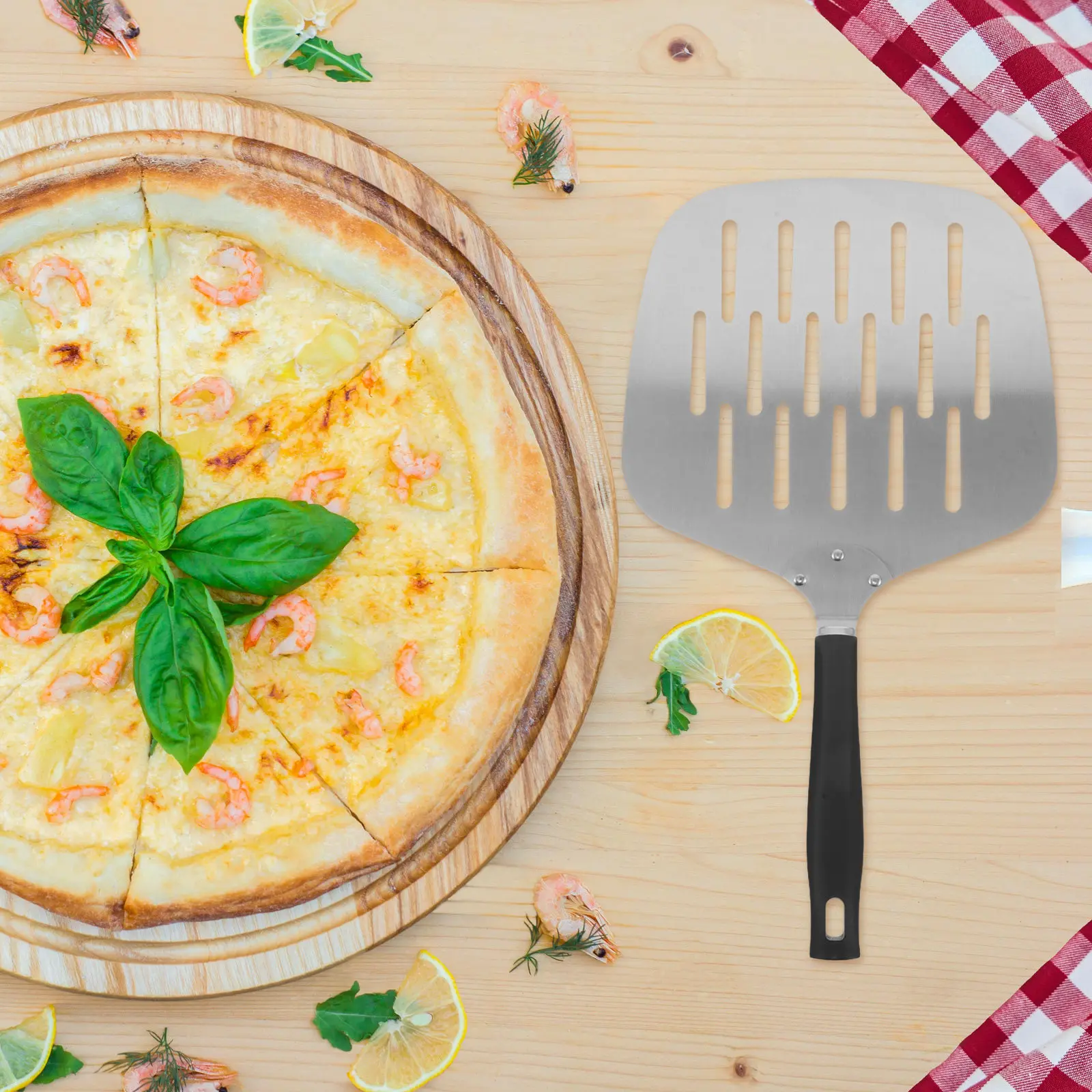 

Perforated Pizza Peel Stainless Steel for Pizza Oven Turning Transfer Crispy Base Slotted Design Smooth Edges Lightweight Easy