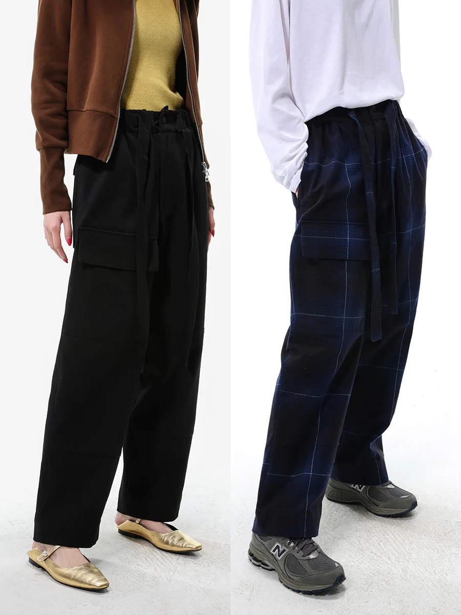 

High Waist Dstring Cargo Pants Women's Spring Loose Pear Body ape Straight Leg Casual Pants Multi kets Slimming