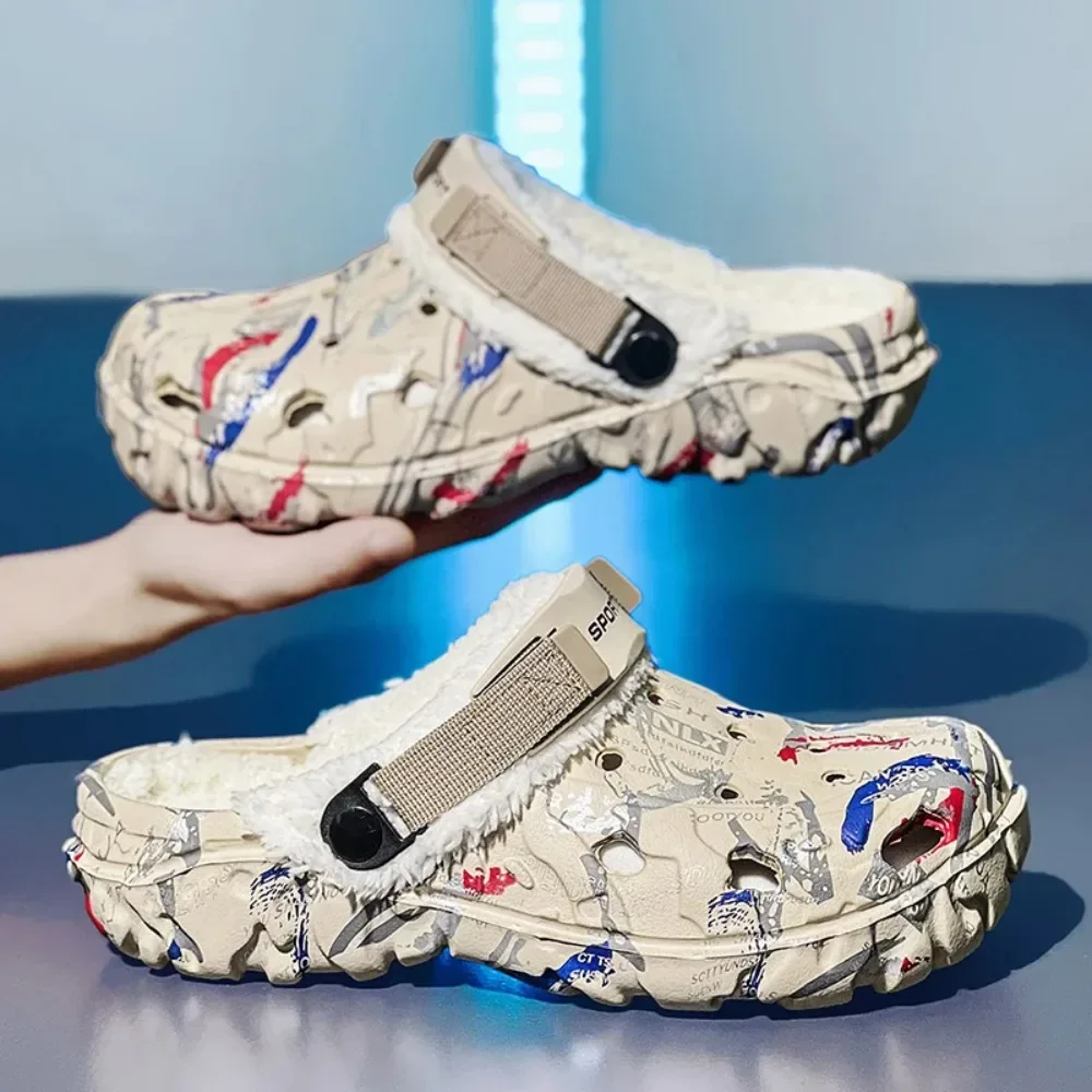 2026 Winter New Men's Slippers Thick Sole Outdoor Beach Shoes Comfortable Men Garden Clogs Shoes Men Women Big Size Sandals - view 4