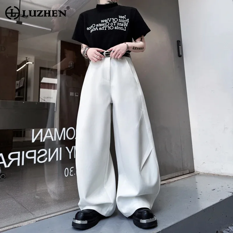 

LUZHEN Solid Korean Handsome Fashion 2025 Color Casual Spring Pants Men's Trendy Temperament Loose High Quality Trousers JY5553