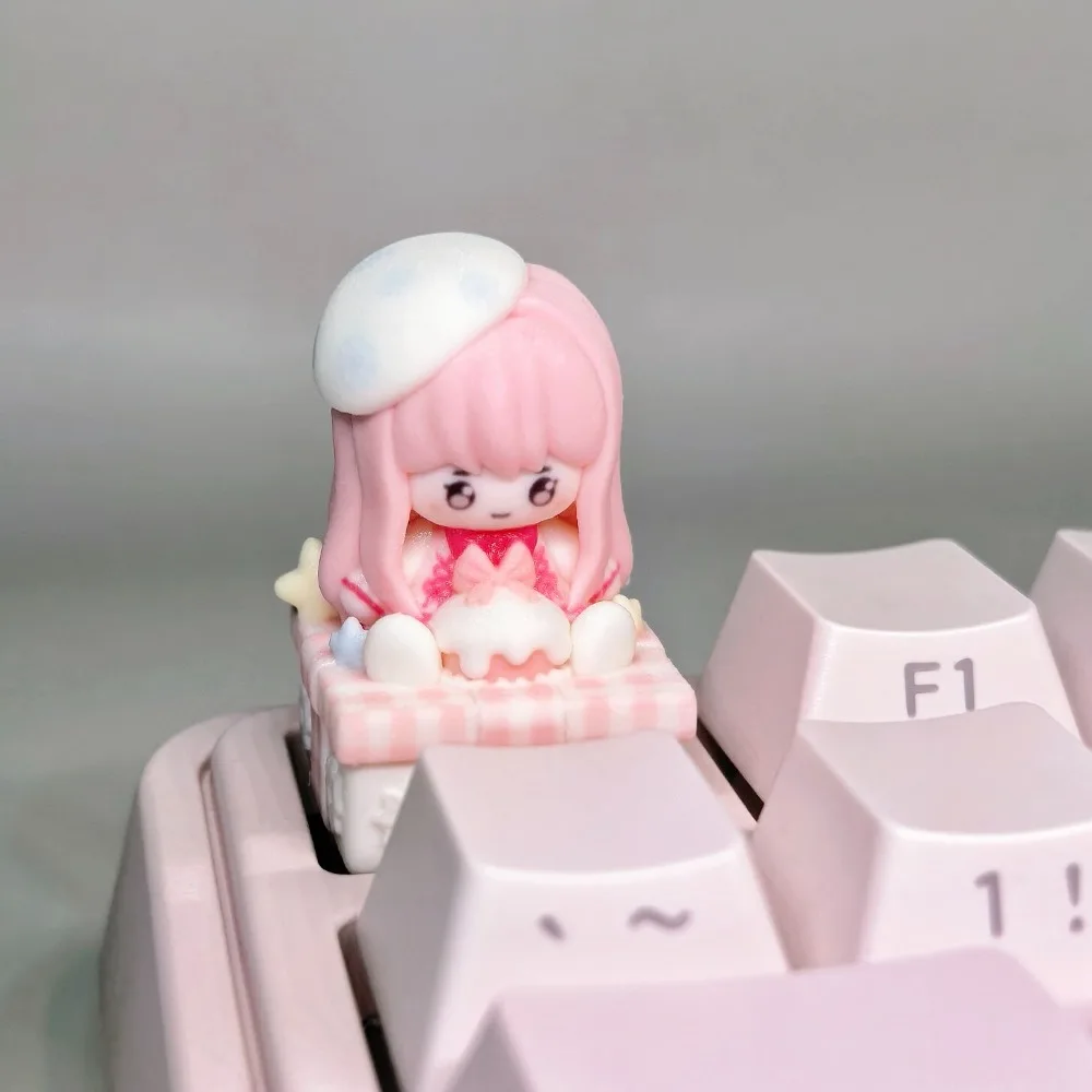Cute Pink Keycaps ESC 1u Transparent Personalize Key Caps Mechanical Keyboard Kawaii Cartoon Anime Artisan Keycap Game Accessory